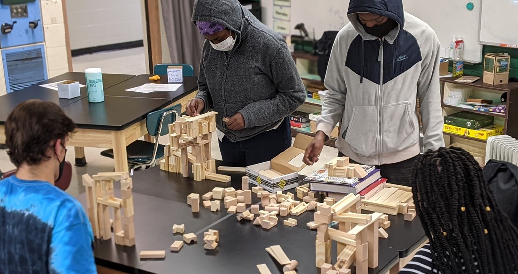 Ms. Menechella&#39;s Physics class building marble runs.