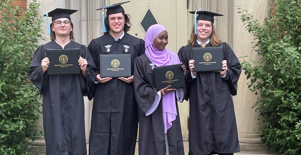 Congratulation to TCS@ODU students; Josh, Sadatu, Joshua and Joe for earning their Associates of Arts degree from Ohio Dominican University on Saturday, May 6!